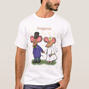 Cute mouse-paar cartoon illustratie t-shirt