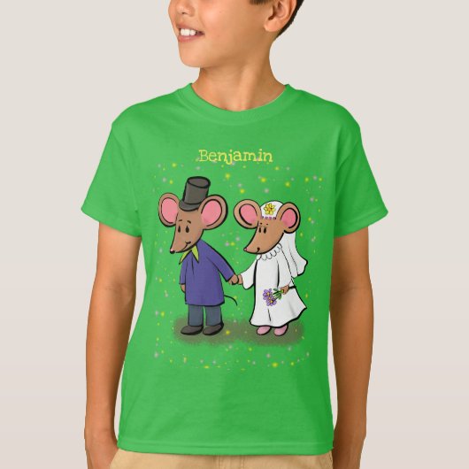Cute mouse-paar cartoon illustratie t-shirt (Voorkant)
