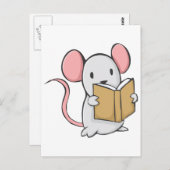 Cute Mouse Reading Book Briefkaart (Voorkant / Achterkant)