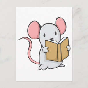 Cute Mouse Reading Book Briefkaart