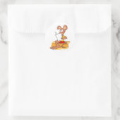 Cute Mouse Reading Ronde Sticker (Tas)