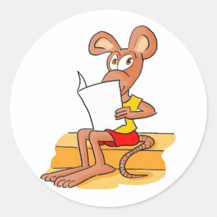 Cute Mouse Reading Ronde Sticker