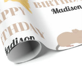 Cute Mouse Rodent Eating Cheese Birthday Cadeaupapier (Rol Hoek)