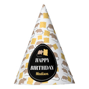 Cute Mouse Rodent Eating Cheese Birthday Feesthoedjes
