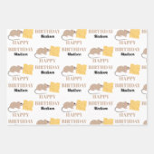 Cute Mouse Rodent Eating Cheese Birthday Inpakpapier Vel (Voorkant 3)