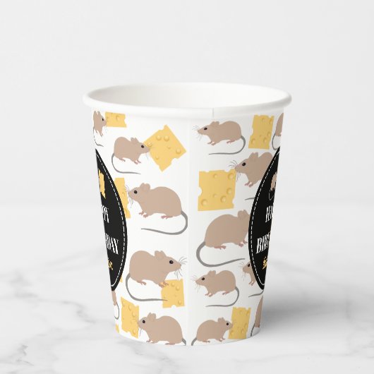Cute Mouse Rodent Eating Cheese Birthday Papieren Bekers (Rechts)