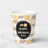 Cute Mouse Rodent Eating Cheese Birthday Papieren Bekers (Voorkant)