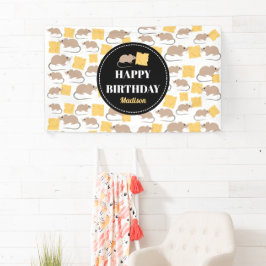 Cute Mouse Rodent Eating Cheese Birthday Spandoek
