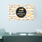 Cute Mouse Rodent Eating Cheese Birthday Spandoek (Beurs)