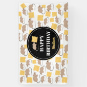 Cute Mouse Rodent Eating Cheese Birthday Spandoek (Verticaal)