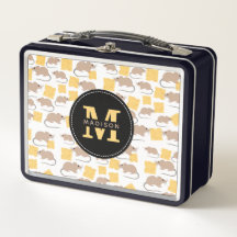 Cute Mouse Rodent Eating Cheese Pattern