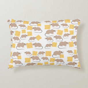 Cute Mouse Rodent Eating Cheese Pattern Accent Kussen