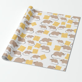 Cute Mouse Rodent Eating Cheese Pattern Cadeaupapier