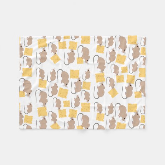 Cute Mouse Rodent Eating Cheese Pattern Fleece Deken (Voorkant (Horizontaal))