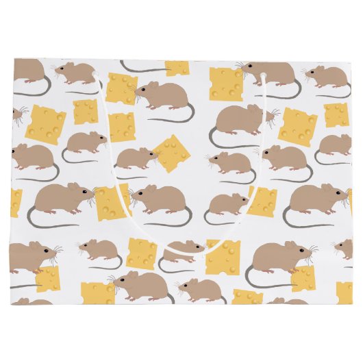 Cute Mouse Rodent Eating Cheese Pattern Groot Cadeauzakje (Achterkant)