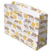 Cute Mouse Rodent Eating Cheese Pattern Groot Cadeauzakje (Achterkant Gekanteld)