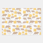 Cute Mouse Rodent Eating Cheese Pattern Inpakpapier Vel (Voorkant 3)