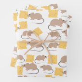 Cute Mouse Rodent Eating Cheese Pattern Inpakpapier Vel (In situ)