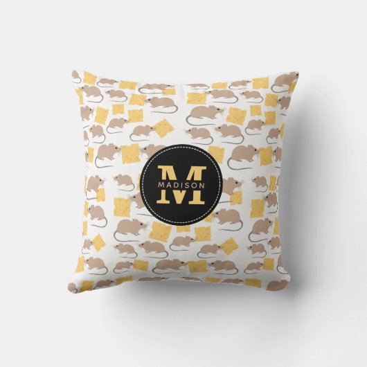 Cute Mouse Rodent Eating Cheese Pattern Kussen (Achterkant)