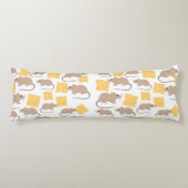 Cute Mouse Rodent Eating Cheese Pattern Lichaamskussen (Voorkant)