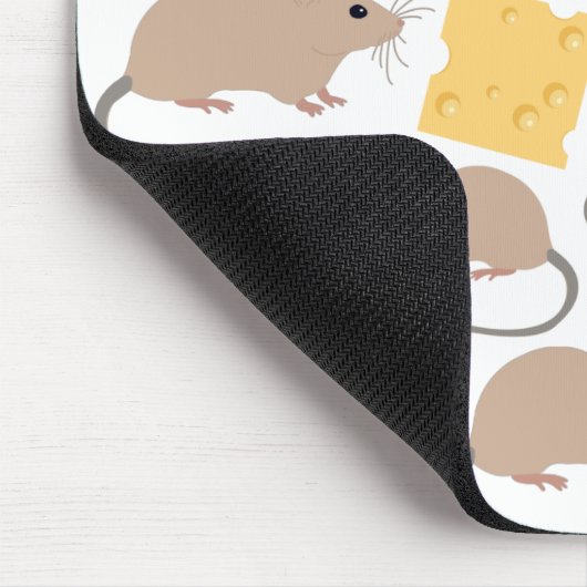Cute Mouse Rodent Eating Cheese Pattern Muismat (Hoek)