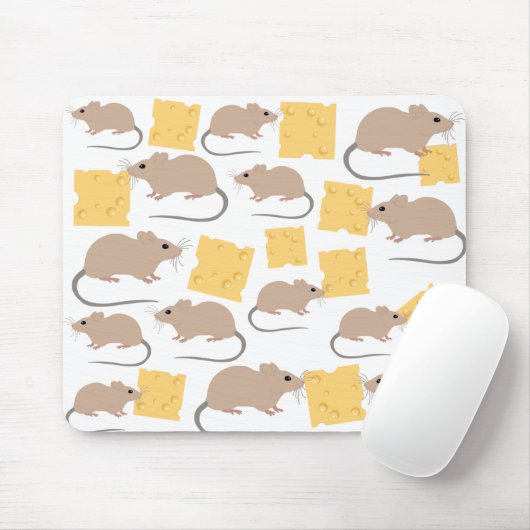 Cute Mouse Rodent Eating Cheese Pattern Muismat (Met muis)