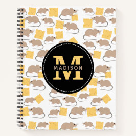 Cute Mouse Rodent Eating Cheese Pattern Notitieboek