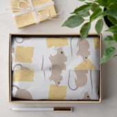 Cute Mouse Rodent Eating Cheese Pattern Tissuepapier (Geschenk)
