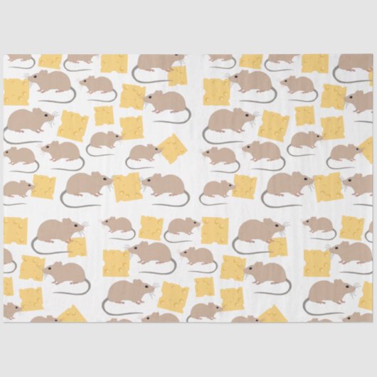 Cute Mouse Rodent Eating Cheese Pattern Tissuepapier (Voorkant)