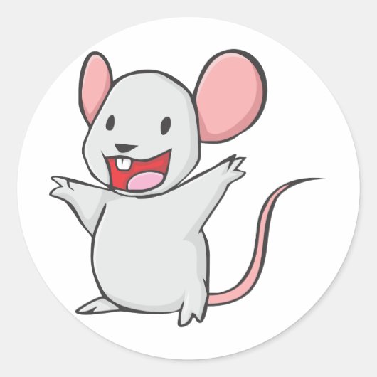 Cute Mouse Ronde Sticker (Voorkant)