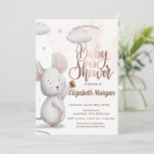 Cute Mouse Roos Gold Glitter Drift Baby shower I Kaart (Staand voorkant)