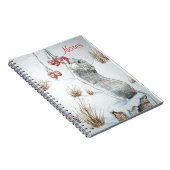 Cute mouse sneeuwscène afbeelding van wilde dieren notitieboek (Rechterzijde)