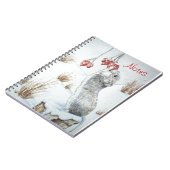 Cute mouse sneeuwscène afbeelding van wilde dieren notitieboek (Linkerzijde)
