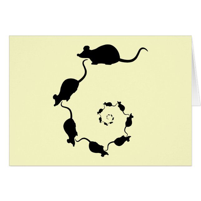 Cute Mouse Spiral. Zwarte Mice op Cream. (Voorkant Horizontaal)