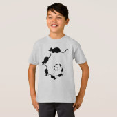 Cute Mouse Spiral. Zwarte Mice op Cream. T-shirt (Voorkant volledig)