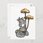 Cute Mouse Standing on Rocks, with Mushrooms Briefkaart (Voorkant / Achterkant)