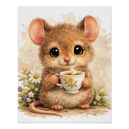 Cute Mouse Tea Poster Kawaii Animal (Voorkant)