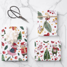Cute Mouse Thed Kerstmis Pattern Inpakpapier Vel