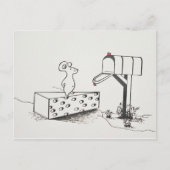 Cute Mouse wacht op Zwitserse kaas voor post Briefkaart (Voorkant)