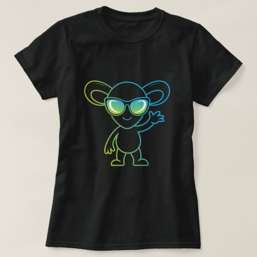 Cute Mouse Wearing Sunglasses T-Shirt Design, Neon (Design voorkant)