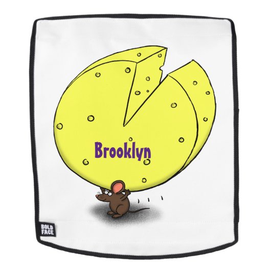 Cute mouse with cheese cartoon illustration rugtassen (Verwijderbaar gezicht)