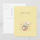 Cute Mouse With Flowers Welcome New Baby Card Briefkaart (Voorkant / Achterkant)