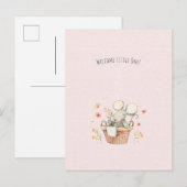 Cute Mouse With Flowers Welcome New Baby Card Briefkaart (Voorkant / Achterkant)