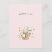 Cute Mouse With Flowers Welcome New Baby Card Briefkaart (Voorkant)
