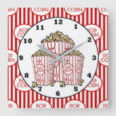 Cute Movie-theaterkamer popcorn Vierkante Klok (Voorkant)