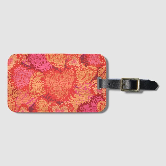 Cute mozaïek harten ontwerp bagagelabel (Voorkant (horizontaal))