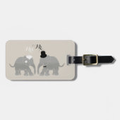 Cute  Mr. en mevrouw Bride en Groom Elephants Bagagelabel (Voorkant horizontaal)
