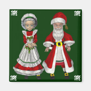 Cute Mr en Mrs Claus Kerstmis Magneet