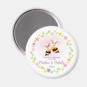 Cute Mr en Mrs Honey Bee First Kerstkeepslag Magneet (Voorkant / Achterkant)