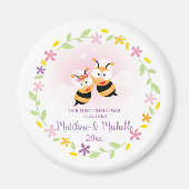 Cute Mr en Mrs Honey Bee First Kerstkeepslag Magneet (Voorkant)